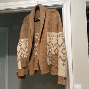 TOAD&CO - NITSA SHAWL CARDI - BROWN SUGAR HEATHER - MEDIUM